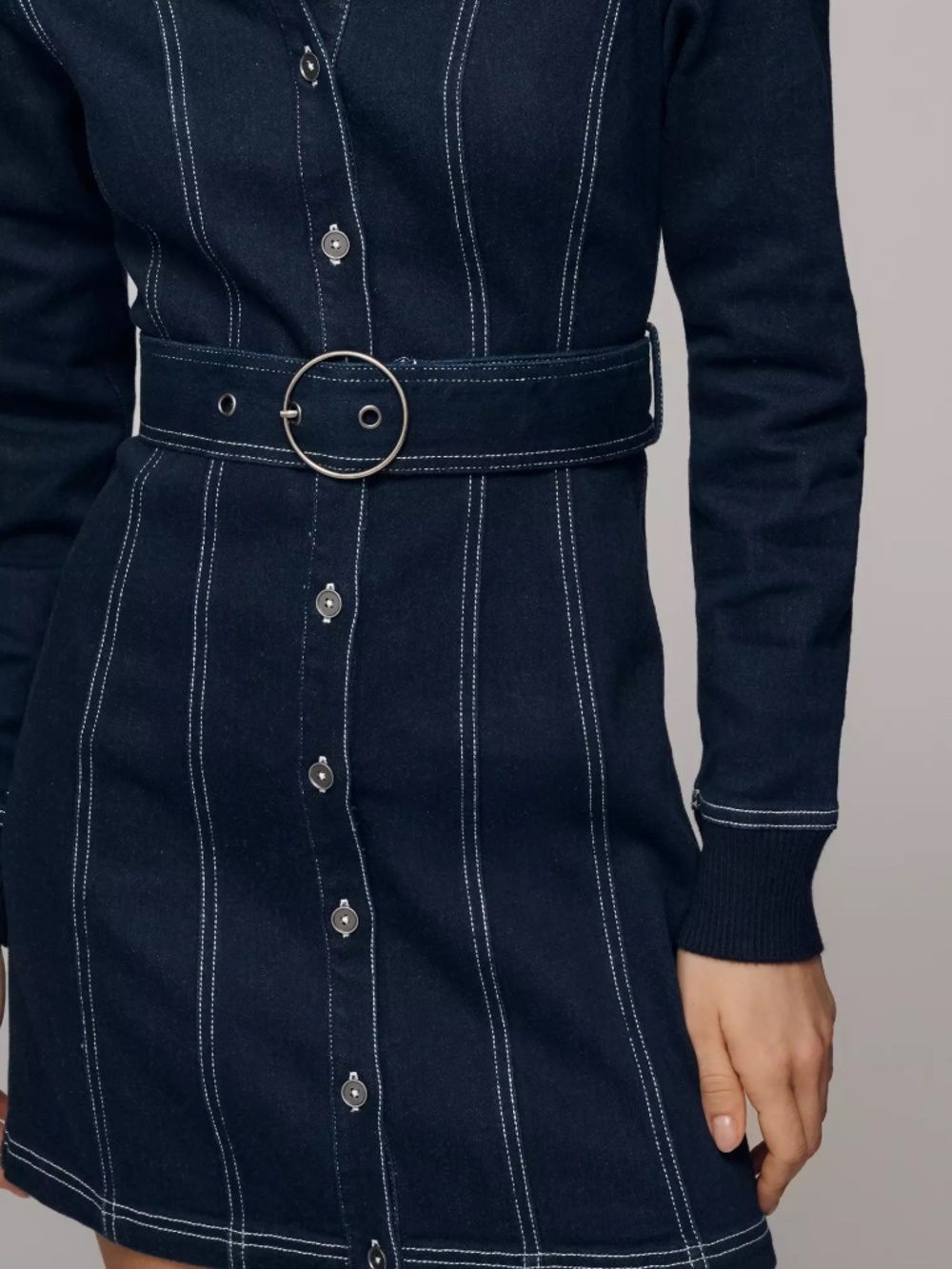 Anthropologie Pilcro Denim Long-Sleeve Mini Shirtdress in Darn Denim nwt - Picture 3 of 3
